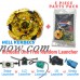 Hades Hell Kerbecs Beyblade Starter Set Includes Free Gifts - 1 Launcher, 1 Random Stats Card, & 5 Piece Beyblade Parts Pack - All from Metal Fusion, Metal Fury, & Metal Masters Series   